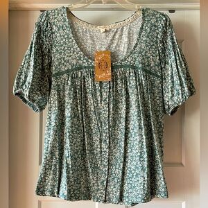 Mason & Belle Janei Short Sleeve Knit Top 🌸 NWT Gorgeous Color & Design/Details